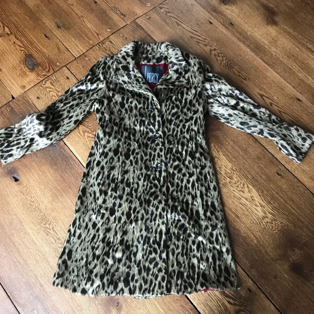 LAST CHANCE Vintage 90s leopard furry coat punk